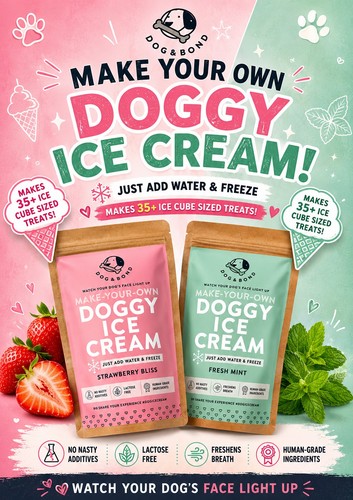 Dog ice cream mix - cream, strawberry